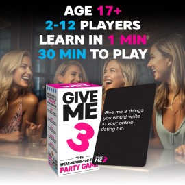 GIVE ME 3 - Fast Paced and Hilarious Adults Party Game - 10 Second Rule Party Game for Adults Party - Board Games for 2 Players or More