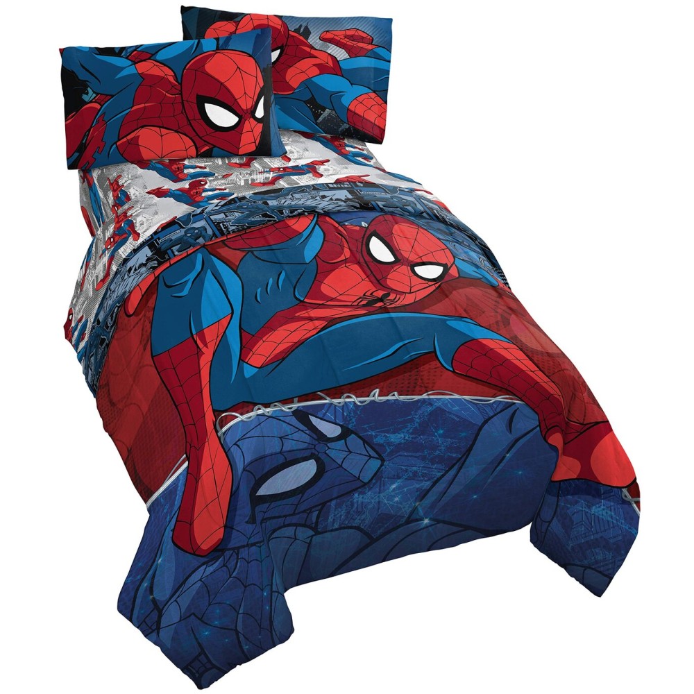 Jay Franco Marvel Spiderman Burst 5 Piece Full Bed Set - Includes Reversible Comforter & Sheet Set - Bedding - Super Soft Fade Resistant Microfiber (Official Marvel Product) Jay Franco Marvel Spiderman Burst 5 Piece Full Bed Set - Includes Reversible Comforter & Sheet Set - Bedding - Super Soft Fade Resistant Microfiber (Official Marvel Product)