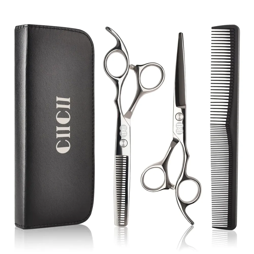 CIICII Hair Cutting Scissors Shears Set, Professional Hairdressing Scissors Kit (Hair Beard Trimming Shaping Grooming Thinning Shears) for Men Women Hairdresser Home Salon Barber Haircut Kit (Silver) CIICII Hair Cutting Scissors Shears Set, Professional Hairdressing Scissors Kit (Hair Beard Trimming Shaping Grooming Thinning Shears) for Men Women Hairdresser Home Salon Barber Haircut Kit (Silver)
