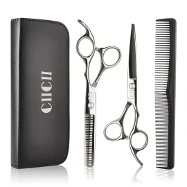 CIICII Hair Cutting Scissors Shears Set, Professional Hairdressing Scissors Kit (Hair Beard Trimming Shaping Grooming Thinning Shears) for Men Women Hairdresser Home Salon Barber Haircut Kit (Silver) CIICII Hair Cutting Scissors Shears Set, Professional Hairdressing Scissors Kit (Hair Beard Trimming Shaping Grooming Thinning Shears) for Men Women Hairdresser Home Salon Barber Haircut Kit (Silver)