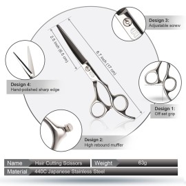 CIICII Hair Cutting Scissors Shears Set, Professional Hairdressing Scissors Kit (Hair Beard Trimming Shaping Grooming Thinning Shears) for Men Women Hairdresser Home Salon Barber Haircut Kit (Silver) CIICII Hair Cutting Scissors Shears Set, Professional Hairdressing Scissors Kit (Hair Beard Trimming Shaping Grooming Thinning Shears) for Men Women Hairdresser Home Salon Barber Haircut Kit (Silver)