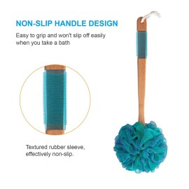AmazerBath Shower Sponge Loofah Back Scrubber, PE Soft Mesh Loofah Body Scrubber with Long Wooden Handle, Bath Sponge for Men Women (Green) AmazerBath Shower Sponge Loofah Back Scrubber, PE Soft Mesh Loofah Body Scrubber with Long Wooden Handle, Bath Sponge for Men Women (Green)