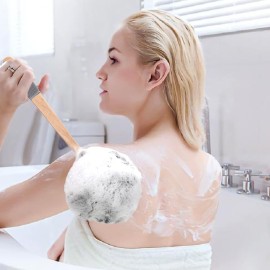 AmazerBath Shower Sponge Loofah Back Scrubber, PE Soft Mesh Loofah Body Scrubber with Long Wooden Handle, Bath Sponge for Men Women (Black) AmazerBath Shower Sponge Loofah Back Scrubber, PE Soft Mesh Loofah Body Scrubber with Long Wooden Handle, Bath Sponge for Men Women (Black)