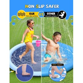VISTOP Non-Slip Splash Pad for Kids and Dog, Thicken Sprinkler Pool Summer Outdoor Water Toys - Fun Backyard Fountain Play Mat for Baby Girls Boys Children or Pet Dog (67 inch, Blue&Blue) VISTOP Non-Slip Splash Pad for Kids and Dog, Thicken Sprinkler Pool Summer Outdoor Water Toys - Fun Backyard Fountain Play Mat for Baby Girls Boys Children or Pet Dog (67 inch, Blue&Blue)