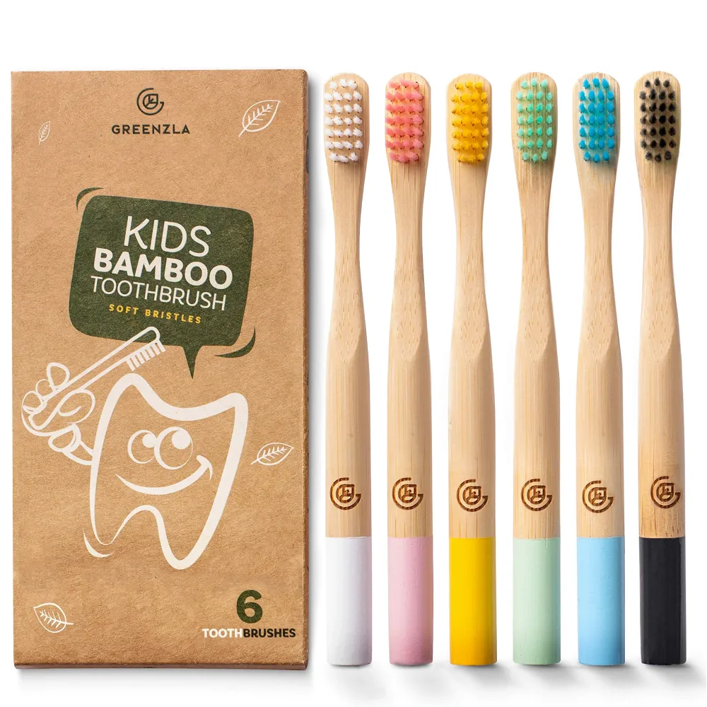 Greenzla Kids Bamboo Toothbrushes (6 Pack) | BPA Free Soft Bristles Toothbrushes | Eco-Friendly, Natural Bamboo Toothbrush Set | Biodegradable & Compostable Charcoal Wooden Toothbrushes Greenzla Kids Bamboo Toothbrushes (6 Pack) | BPA Free Soft Bristles Toothbrushes | Eco-Friendly, Natural Bamboo Toothbrush Set | Biodegradable & Compostable Charcoal Wooden Toothbrushes
