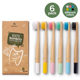 Greenzla Kids Bamboo Toothbrushes (6 Pack) | BPA Free Soft Bristles Toothbrushes | Eco-Friendly, Natural Bamboo Toothbrush Set | Biodegradable & Compostable Charcoal Wooden Toothbrushes Greenzla Kids Bamboo Toothbrushes (6 Pack) | BPA Free Soft Bristles Toothbrushes | Eco-Friendly, Natural Bamboo Toothbrush Set | Biodegradable & Compostable Charcoal Wooden Toothbrushes