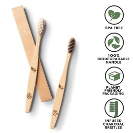 GREENZLA Bamboo Toothbrushes for Adults, Wooden Toothbrush Set with Sturdy Soft Bristles, Includes Brush Travel Case and Charcoal Dental Floss, 12 Pack GREENZLA Bamboo Toothbrushes for Adults, Wooden Toothbrush Set with Sturdy Soft Bristles, Includes Brush Travel Case and Charcoal Dental Floss, 12 Pack