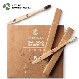 GREENZLA Bamboo Toothbrushes for Adults, Wooden Toothbrush Set with Sturdy Soft Bristles, Includes Brush Travel Case and Charcoal Dental Floss, 12 Pack GREENZLA Bamboo Toothbrushes for Adults, Wooden Toothbrush Set with Sturdy Soft Bristles, Includes Brush Travel Case and Charcoal Dental Floss, 12 Pack
