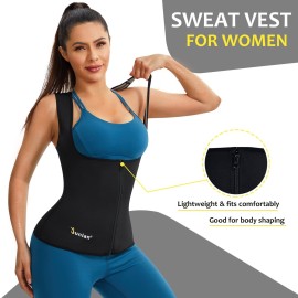 Junlan Sauna Suit for Women Waist Trainer Vest for Women Sweat Tank Top Shaper for Women with Zipper (Black, Large) Junlan Sauna Suit for Women Waist Trainer Vest for Women Sweat Tank Top Shaper for Women with Zipper (Black, Large)