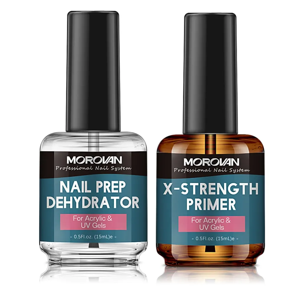 Morovan Nail Prep Dehydrate and Primer X-strength, No Burn Non Acid Nail Primer and Dehydrator for Acrylic Powder Fast Dry 0.5oz Morovan Nail Prep Dehydrate and Primer X-strength, No Burn Non Acid Nail Primer and Dehydrator for Acrylic Powder Fast Dry 0.5oz