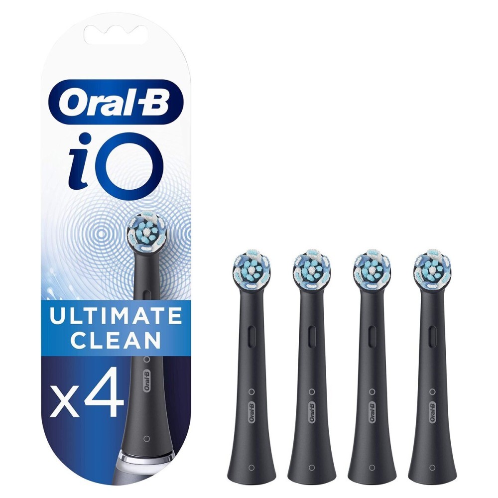 Oral-B iO Ultimate Clean Electric Toothbrush Head, Twisted & Angled Bristles for Deeper Plaque Removal, Pack of 4, Suitable for Mailbox, Black Oral-B iO Ultimate Clean Electric Toothbrush Head, Twisted & Angled Bristles for Deeper Plaque Removal, Pack of 4, Suitable for Mailbox, Black