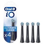 Oral-B iO Ultimate Clean Electric Toothbrush Head, Twisted & Angled Bristles for Deeper Plaque Removal, Pack of 4, Suitable for Mailbox, Black