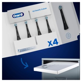 Oral-B iO Ultimate Clean Electric Toothbrush Head, Twisted & Angled Bristles for Deeper Plaque Removal, Pack of 4, Suitable for Mailbox, Black Oral-B iO Ultimate Clean Electric Toothbrush Head, Twisted & Angled Bristles for Deeper Plaque Removal, Pack of 4, Suitable for Mailbox, Black