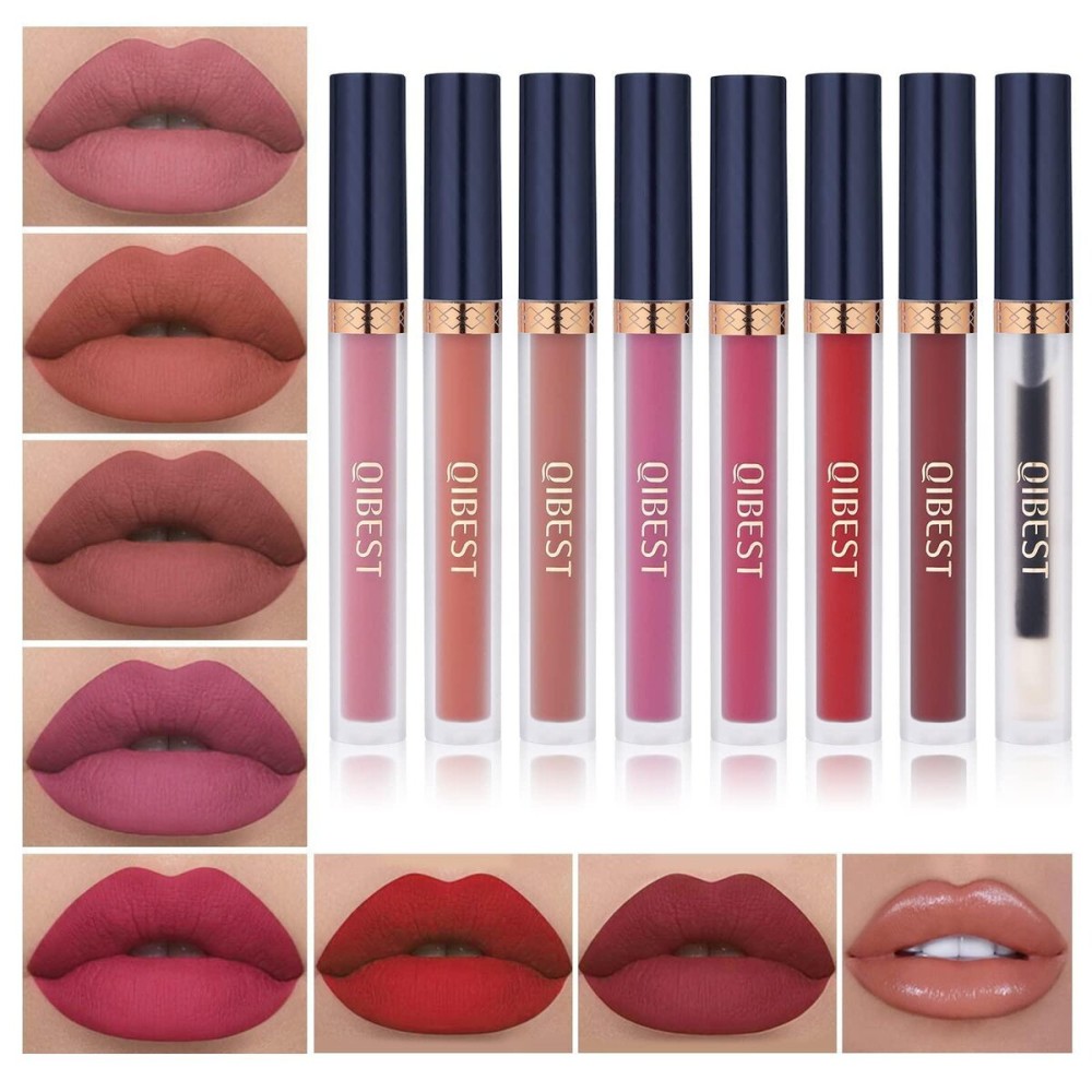 QiBest 7Pcs Matte Liquid Lipstick + 1Pcs Lip Plumper Makeup Set Kit, Pigmented Long Lasting Lip Gloss Set, Velvet Waterproof Halloween Lip Makeup Valentine\'s Gift Sets for Girls and Women QiBest 7Pcs Matte Liquid Lipstick + 1Pcs Lip Plumper Makeup Set Kit, Pigmented Long Lasting Lip Gloss Set, Velvet Waterproof Halloween Lip Makeup Valentine\'s Gift Sets for Girls and Women