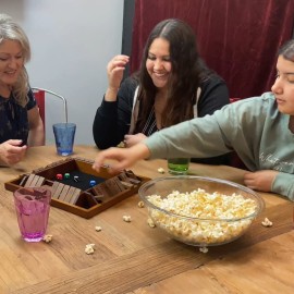 WE Games Shut The Box Board Game - Classic 4 Player Wooden Table Top Dice Game for Family Game Night, Walnut Stained Wood, 14 in., 10 Numbers, Classroom Play or Bar Fun for Adults