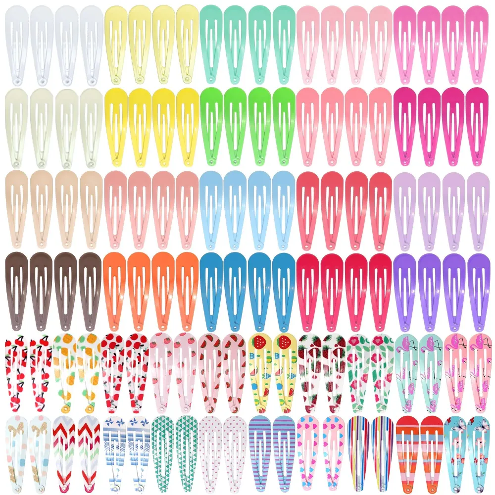120 Pcs Funtopia 2 Inch Candy Color Barrettes and Non-Slip Metal Snap Hair Accessories for Kids, Teens, and Women (40 Assorted Colors)