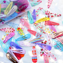 120 Pcs Funtopia 2 Inch Candy Color Barrettes and Non-Slip Metal Snap Hair Accessories for Kids, Teens, and Women (40 Assorted Colors)