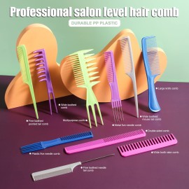 Oneleaf Hair Comb Stylists Professional Styling Comb Set Variety Pack Great for All Hair Types & Styles, Colorful