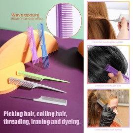 Oneleaf Hair Comb Stylists Professional Styling Comb Set Variety Pack Great for All Hair Types & Styles, Colorful