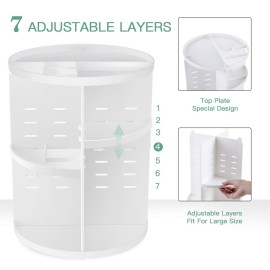 seinlife 360 Rotating Makeup Organizer,DIY Adjustable Spinning Holder,Foldable Cosmetic Storage Display box,Large Capacity Make up Caddy Shelf,Fits Countertop Vanity and Bathroom (WHITE) seinlife 360 Rotating Makeup Organizer,DIY Adjustable Spinning Holder,Foldable Cosmetic Storage Display box,Large Capacity Make up Caddy Shelf,Fits Countertop Vanity and Bathroom (WHITE)