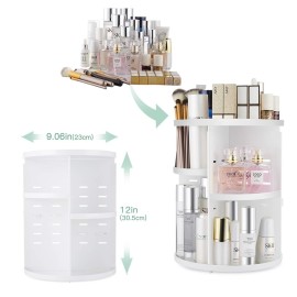 seinlife 360 Rotating Makeup Organizer,DIY Adjustable Spinning Holder,Foldable Cosmetic Storage Display box,Large Capacity Make up Caddy Shelf,Fits Countertop Vanity and Bathroom (WHITE) seinlife 360 Rotating Makeup Organizer,DIY Adjustable Spinning Holder,Foldable Cosmetic Storage Display box,Large Capacity Make up Caddy Shelf,Fits Countertop Vanity and Bathroom (WHITE)