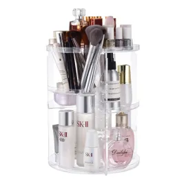 seinlife 360 Rotating Makeup Organizer,DIY Adjustable Spinning Holder,Foldable Cosmetic Storage Display box,Large Capacity Make up Caddy Shelf,Fits Countertop Vanity and Bathroom (CLEAR) seinlife 360 Rotating Makeup Organizer,DIY Adjustable Spinning Holder,Foldable Cosmetic Storage Display box,Large Capacity Make up Caddy Shelf,Fits Countertop Vanity and Bathroom (CLEAR)