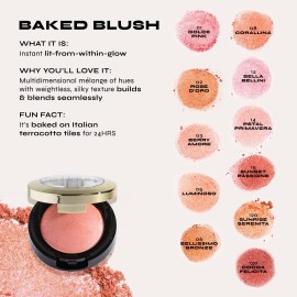 Milani Baked Blush, Powder Blush for Cheeks, Cruelty Free Makeup - Shape, Contour & Highlight Face for a Shimmery or Matte Finish -Wild Rose