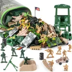 Divwa Army Men Toys for Boys 8-12, Military Soldier Army Base 160 Pcs Set Including WW2 Khaki Green Plastic and Accessories with Handbag for Kid