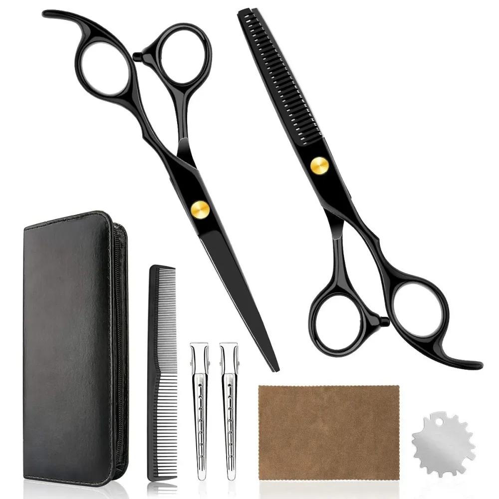 Professional Home Hair Cutting Kit Home Haircutting Scissors Barber Salon Home Thinning Shears Kit with Comb Case for Men Women Black Professional Home Hair Cutting Kit Home Haircutting Scissors Barber Salon Home Thinning Shears Kit with Comb Case for Men Women Black