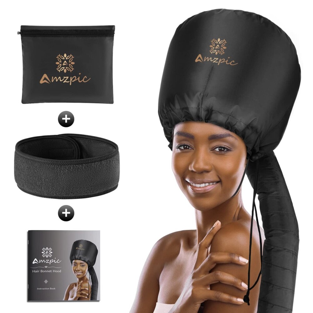 Bonnet Hood Hair Dryer Attachment - Soft, Adjustable Extra Large Bonnet Hair Dryer for Speeds Up Drying Time at Home, Easy to Use for Styling, Curling and Deep Conditioning (Black) Bonnet Hood Hair Dryer Attachment - Soft, Adjustable Extra Large Bonnet Hair Dryer for Speeds Up Drying Time at Home, Easy to Use for Styling, Curling and Deep Conditioning (Black)
