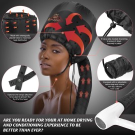 Bonnet Hood Hair Dryer Attachment - Soft, Adjustable Extra Large Bonnet Hair Dryer for Speeds Up Drying Time at Home, Easy to Use for Styling, Curling and Deep Conditioning (Black) Bonnet Hood Hair Dryer Attachment - Soft, Adjustable Extra Large Bonnet Hair Dryer for Speeds Up Drying Time at Home, Easy to Use for Styling, Curling and Deep Conditioning (Black)