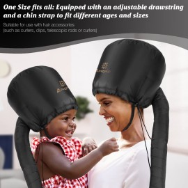 Bonnet Hood Hair Dryer Attachment - Soft, Adjustable Extra Large Bonnet Hair Dryer for Speeds Up Drying Time at Home, Easy to Use for Styling, Curling and Deep Conditioning (Black) Bonnet Hood Hair Dryer Attachment - Soft, Adjustable Extra Large Bonnet Hair Dryer for Speeds Up Drying Time at Home, Easy to Use for Styling, Curling and Deep Conditioning (Black)