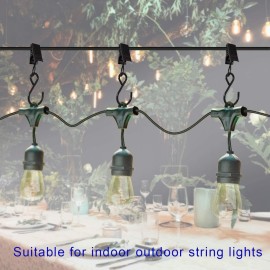 AMZSEVEN Stainless Steel S Hooks Curtain Clips, 50 Pack Hanging Party Lights Clips Hangers Gutter Photo, Art Craft Display, 2.4 Inch Long, Black