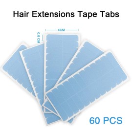 SUYYA 60 Pieces Hair Extension Tape Tabs Double Sided Extension Tapes for Replacement 4cm x0.8cm (Blue) SUYYA 60 Pieces Hair Extension Tape Tabs Double Sided Extension Tapes for Replacement 4cm x0.8cm (Blue)