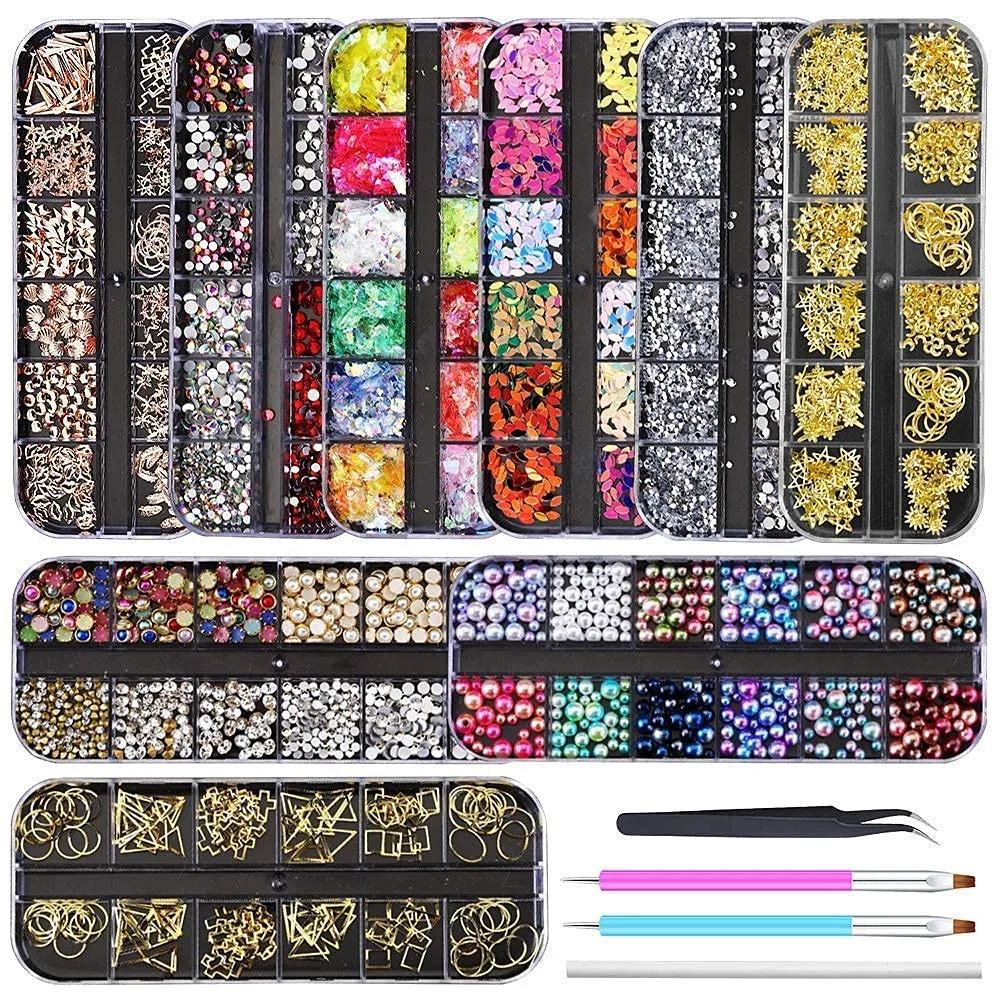 Artdone 9 boxes Nail Rhinestones,Nail Gems Nail Diamonds,Nail Art Studs Nail Crystals Nail Sequins for Nails Kit with 1 Tweezers and 3 Pen for Nail Art Supplies Accessories Artdone 9 boxes Nail Rhinestones,Nail Gems Nail Diamonds,Nail Art Studs Nail Crystals Nail Sequins for Nails Kit with 1 Tweezers and 3 Pen for Nail Art Supplies Accessories