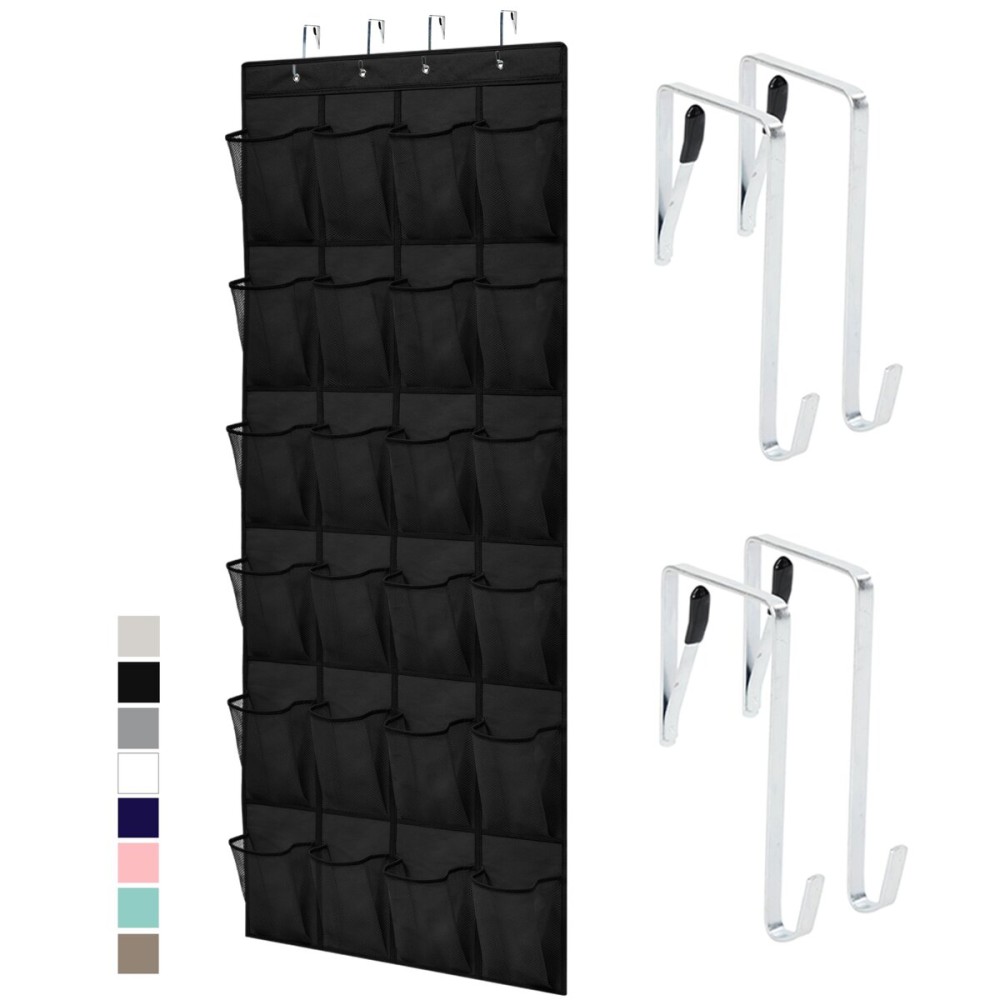 GORILLA GRIP Over the Door Shoe Organizer, 24 Large Breathable Mesh Pockets, Space Saving Hanging Storage Holder, Closet Rack Hanger Holds Up to 40 lbs, Hangs on Closets for Shoes, Accessories, Black GORILLA GRIP Over the Door Shoe Organizer, 24 Large Breathable Mesh Pockets, Space Saving Hanging Storage Holder, Closet Rack Hanger Holds Up to 40 lbs, Hangs on Closets for Shoes, Accessories, Black