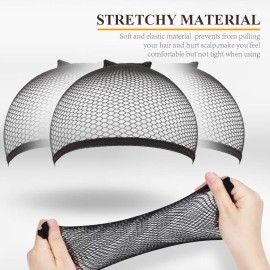 MORGLES 6PCS Wig Cap Non Slip, Black Mesh Net Wig Caps for Women Men, Kids, Weaving Hair Net Close End Fishnet MORGLES 6PCS Wig Cap Non Slip, Black Mesh Net Wig Caps for Women Men, Kids, Weaving Hair Net Close End Fishnet