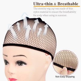 MORGLES 6PCS Wig Cap Non Slip, Black Mesh Net Wig Caps for Women Men, Kids, Weaving Hair Net Close End Fishnet MORGLES 6PCS Wig Cap Non Slip, Black Mesh Net Wig Caps for Women Men, Kids, Weaving Hair Net Close End Fishnet