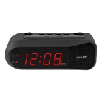 SHARP Digital Alarm Clock - Black Case with Red LEDs - Ascending Alarm Grows Increasing Louder, Gentle Wake Up Experience, Dual Alarm - Battery Back-up, Easy to Use with Simple Operation