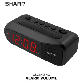 SHARP Digital Alarm Clock - Black Case with Red LEDs - Ascending Alarm Grows Increasing Louder, Gentle Wake Up Experience, Dual Alarm - Battery Back-up, Easy to Use with Simple Operation SHARP Digital Alarm Clock - Black Case with Red LEDs - Ascending Alarm Grows Increasing Louder, Gentle Wake Up Experience, Dual Alarm - Battery Back-up, Easy to Use with Simple Operation