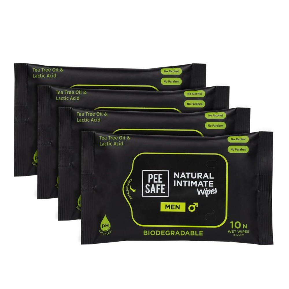 Pee Safe Intimate Wipes for Men, Biodegradable, pH balanced - 40 Wipes (Pack of 4) Pee Safe Intimate Wipes for Men, Biodegradable, pH balanced - 40 Wipes (Pack of 4)