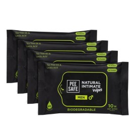 Pee Safe Intimate Wipes for Men, Biodegradable, pH balanced - 40 Wipes (Pack of 4)
