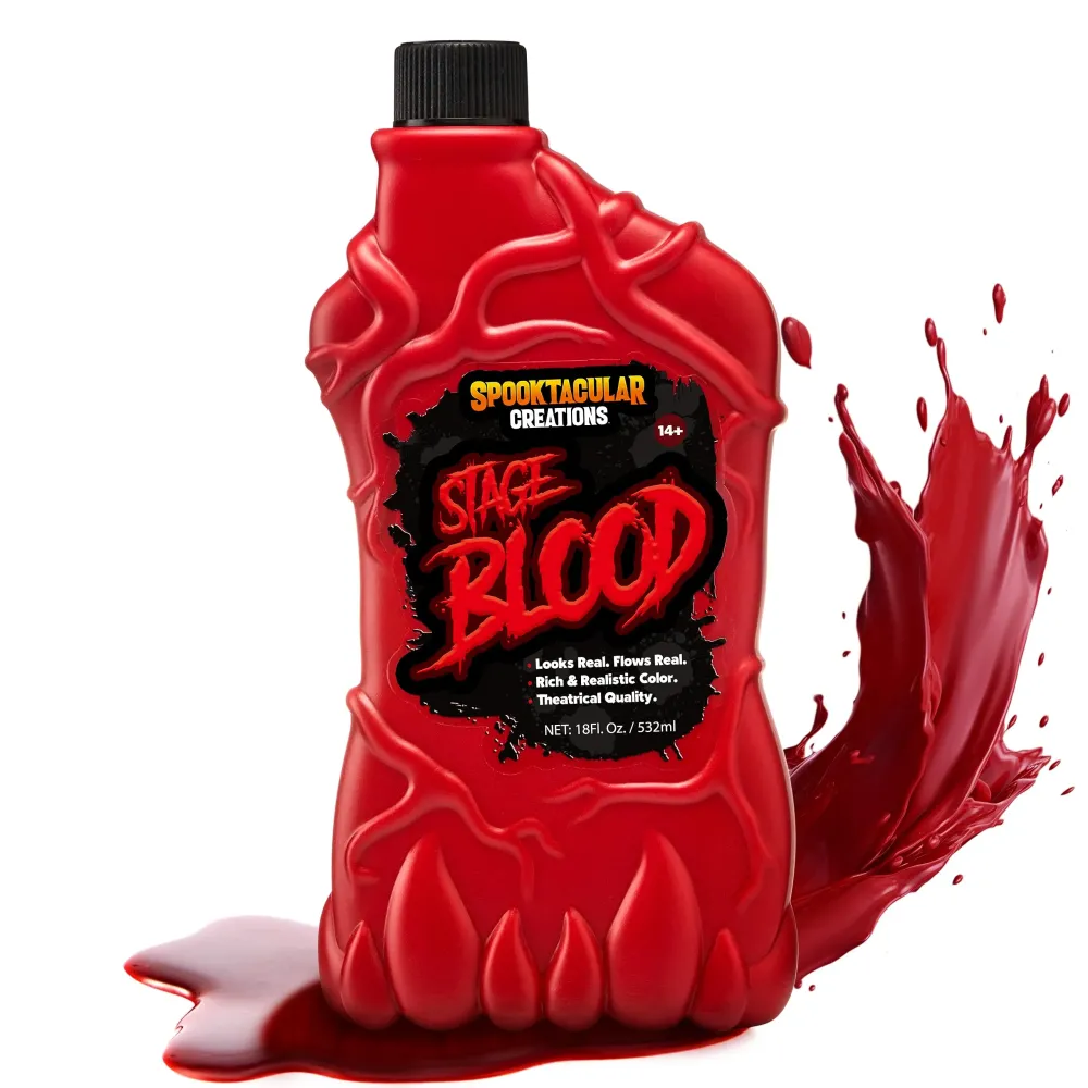 Spooktacular Creations 18 oz Fake Halloween Vampire Blood Bottle Fake Blood Stage Blood for Halloween Costume, Zombie, Vampire and Monster Makeup & Dress Up Spooktacular Creations 18 oz Fake Halloween Vampire Blood Bottle Fake Blood Stage Blood for Halloween Costume, Zombie, Vampire and Monster Makeup & Dress Up