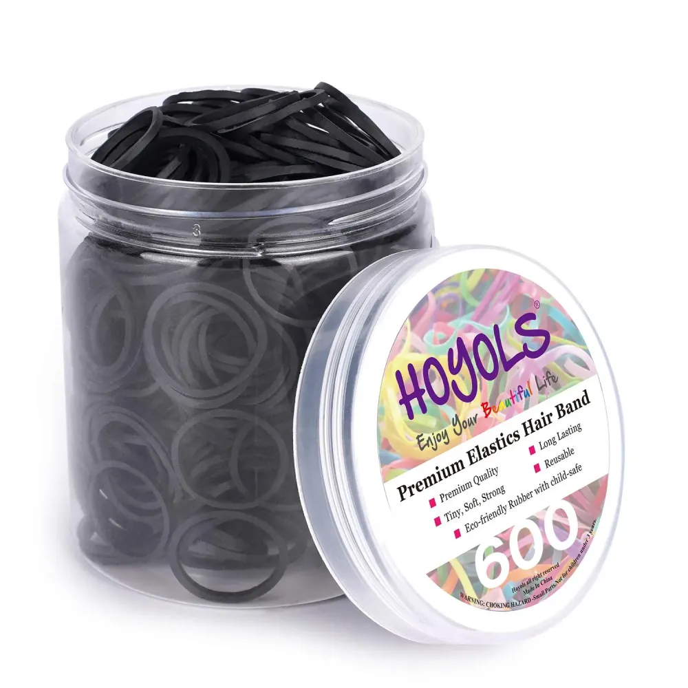 HOYOLS 3/4 Inches Black Hair Rubber Bands for Hair Ties Small Mini Elastics Bands Large Braiding Ponytail Holders for Baby Toddler Girls Kids No Damage 600pcs (M) Latex-Free HOYOLS 3/4 Inches Black Hair Rubber Bands for Hair Ties Small Mini Elastics Bands Large Braiding Ponytail Holders for Baby Toddler Girls Kids No Damage 600pcs (M) Latex-Free