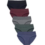 Wealurre Cotton Panties for Women Bikini Underwear Hipster Underpants Lace Briefs Pack(DarkSeries,L)