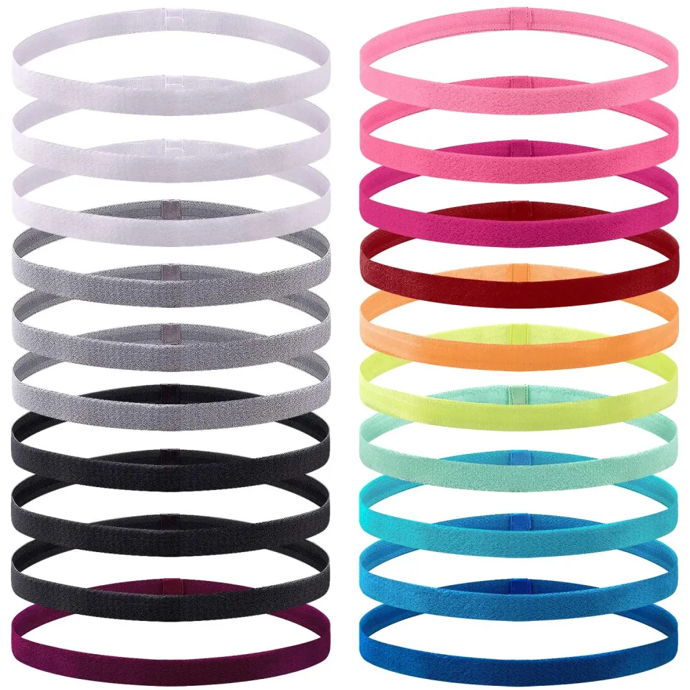 Duufin 20 Pieces Non-Slip Elastic Headbands Workout Headband Colorful Sweatband Fashion Yoga, Running Sport Headbands for Women, Men and Girls, 14 Colors Duufin 20 Pieces Non-Slip Elastic Headbands Workout Headband Colorful Sweatband Fashion Yoga, Running Sport Headbands for Women, Men and Girls, 14 Colors