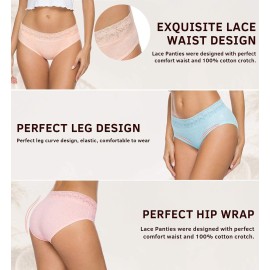 Wealurre Cotton Panties for Women Bikini Underwear Hipster Underpants Lace Briefs Pack(LightColor,S) Wealurre Cotton Panties for Women Bikini Underwear Hipster Underpants Lace Briefs Pack(LightColor,S)