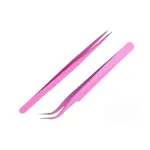 Aoshang 2PCS Stainless Steel Straight and Curved Tip Tweezers Nippers for Eyelash Extensions and Nail Art Sticker Rhinestone Eyelash Picker Acrylic Gel Nail DIY Art