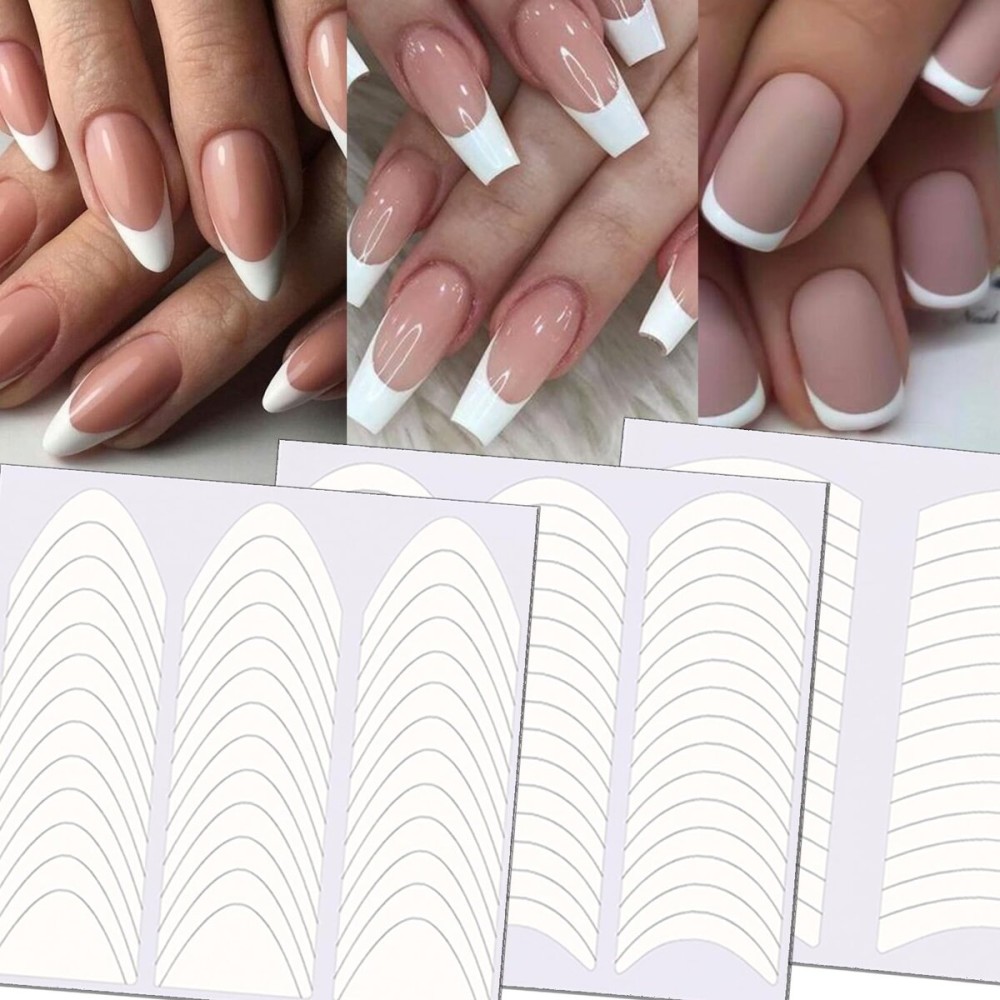 TailaiMei 36 Sheets 1368 Pieces French Manicure Nail Art Stickers, 3 Designs Self-Adhesive Nail Tips Guides for DIY Decoration Stencil Tools (3 Moon Shape Design, 36 Sheets) TailaiMei 36 Sheets 1368 Pieces French Manicure Nail Art Stickers, 3 Designs Self-Adhesive Nail Tips Guides for DIY Decoration Stencil Tools (3 Moon Shape Design, 36 Sheets)