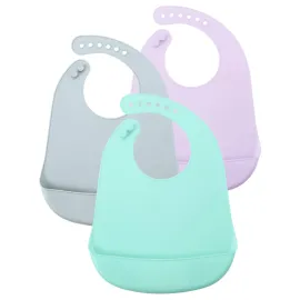 PandaEar Cute Super Thin Light Weight Unisex Silicone Baby Bibs Waterproof (Blue/Purple/Grey) PandaEar Cute Super Thin Light Weight Unisex Silicone Baby Bibs Waterproof (Blue/Purple/Grey)